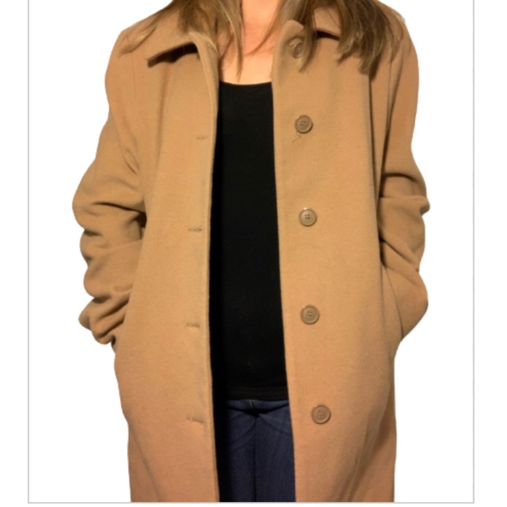 Forrani Vintage Tan Long Trench Pea Coat Size 10